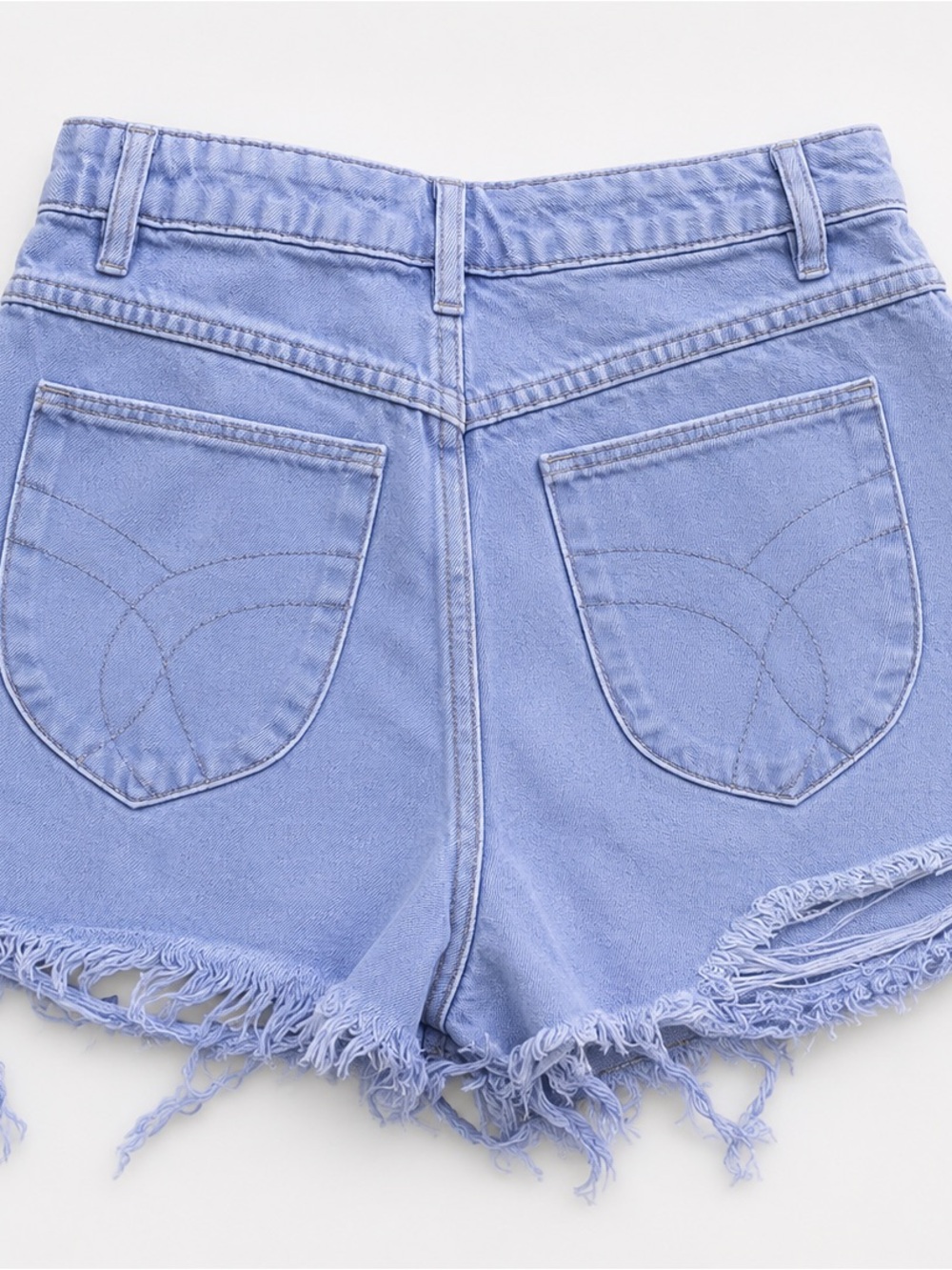 ROLLA'S Light Blue Frayed Hem Denim Shorts - Picture 3 of 3